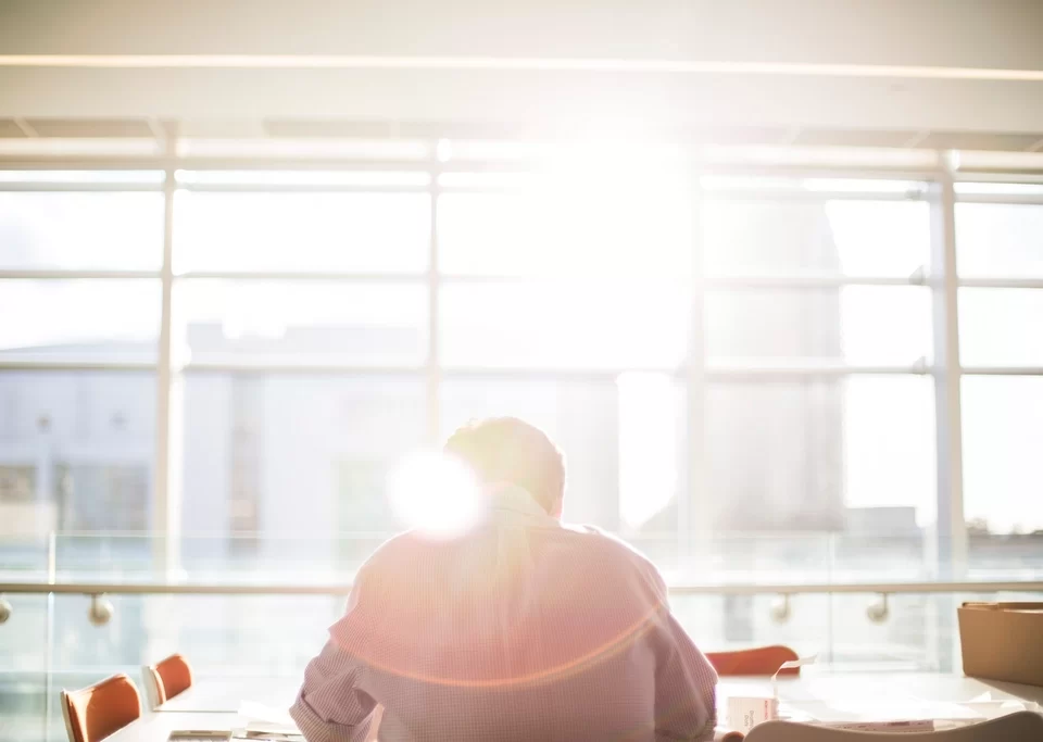 man reading an office directly
